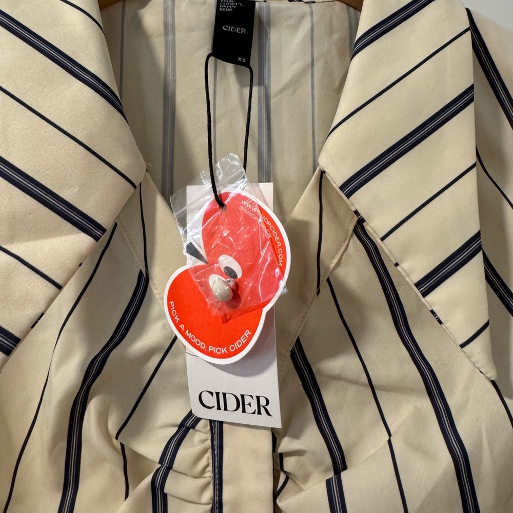 NWT Cider Striped Button-Up Rushed Blouse - Size XS - Picture 3 of 4
